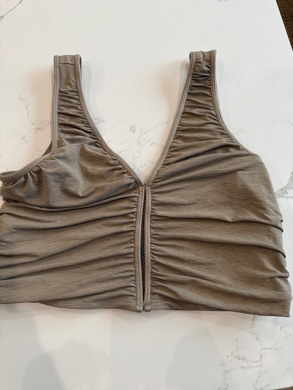 Free People Ruched Front Tank Top in Taupe